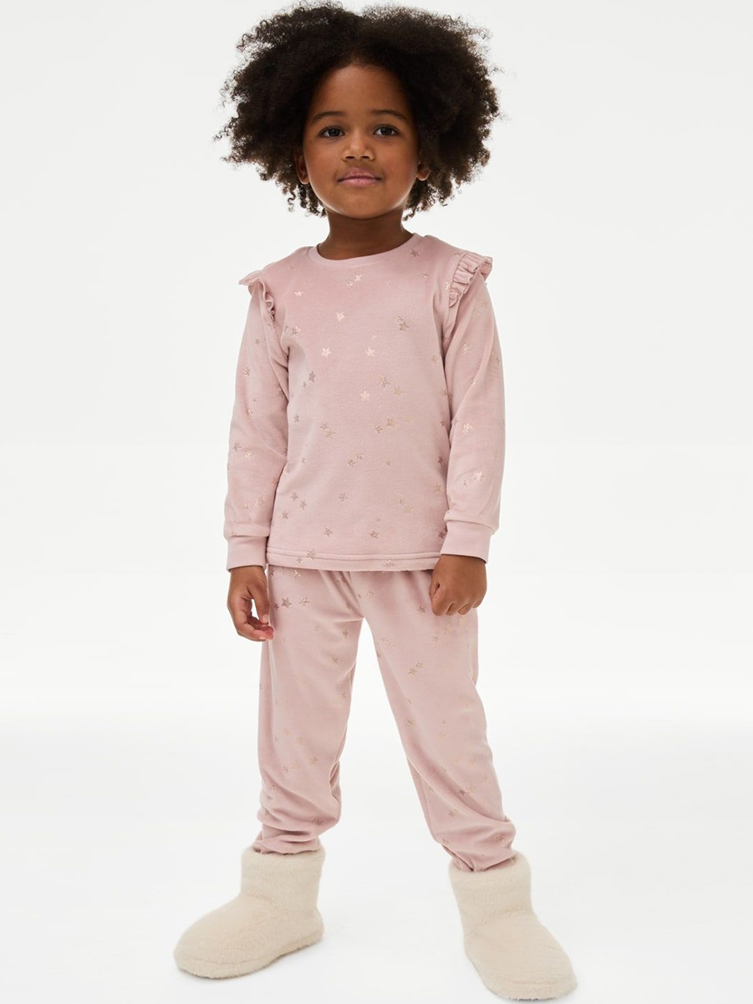 

Marks & Spencer Girls Printed Night suit, Pink