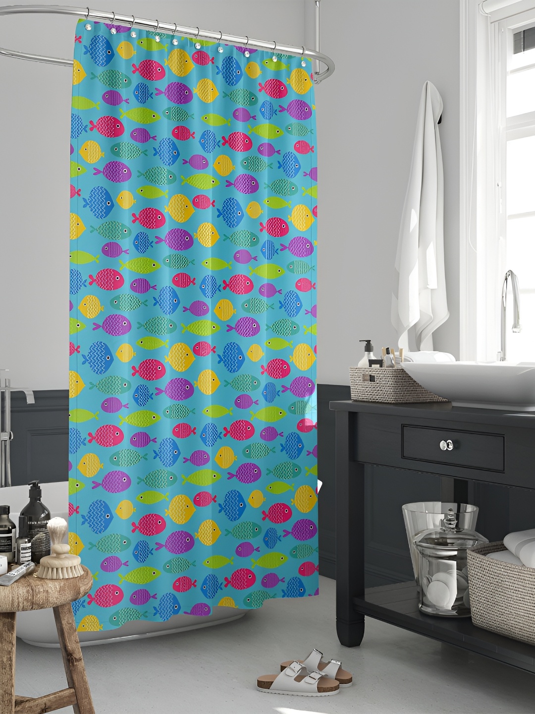 

ArtzFolio Single Piece Waterproof Polyester Shower Curtain, Multi