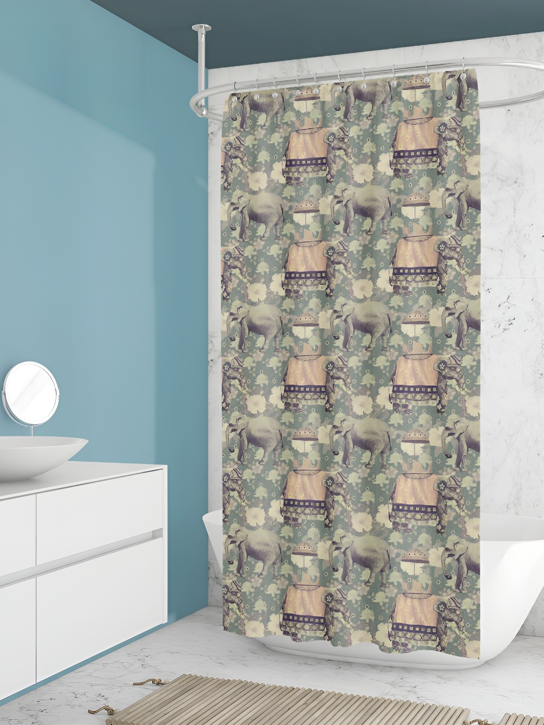 

ArtzFolio Grey & Green Printed Waterproof Shower Curtains