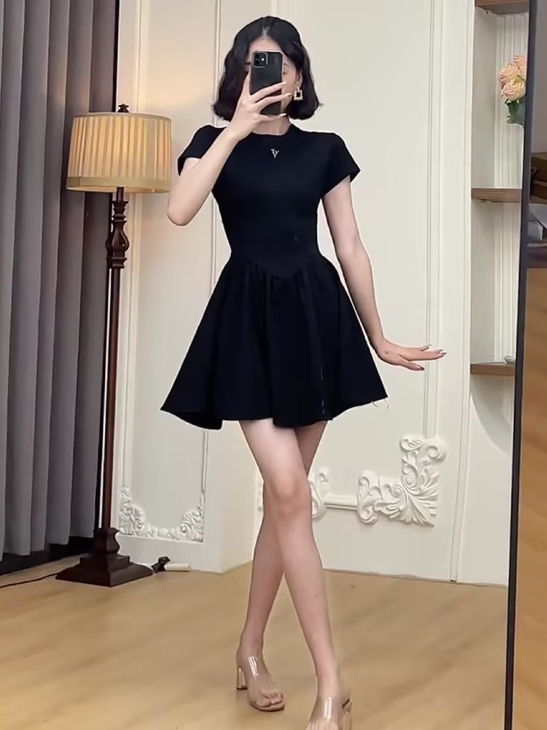 

KPOP Women Fit and Flare Mini Dress, Black