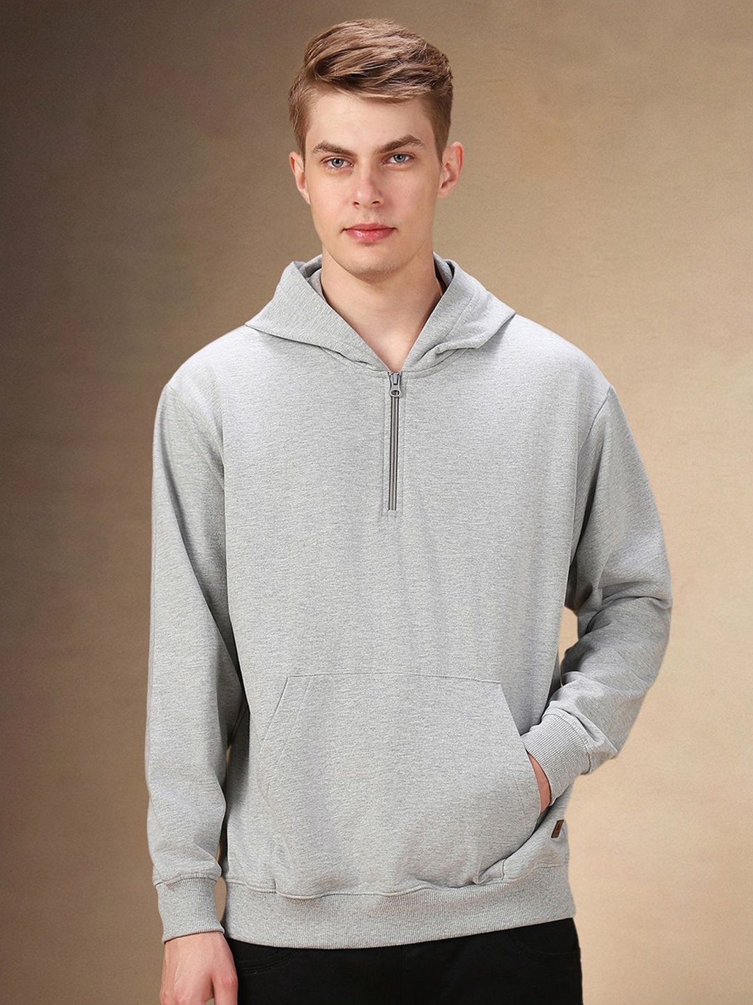 

Dennis Lingo Men Cotton Hooded Pullover Sweatshirt, Grey melange