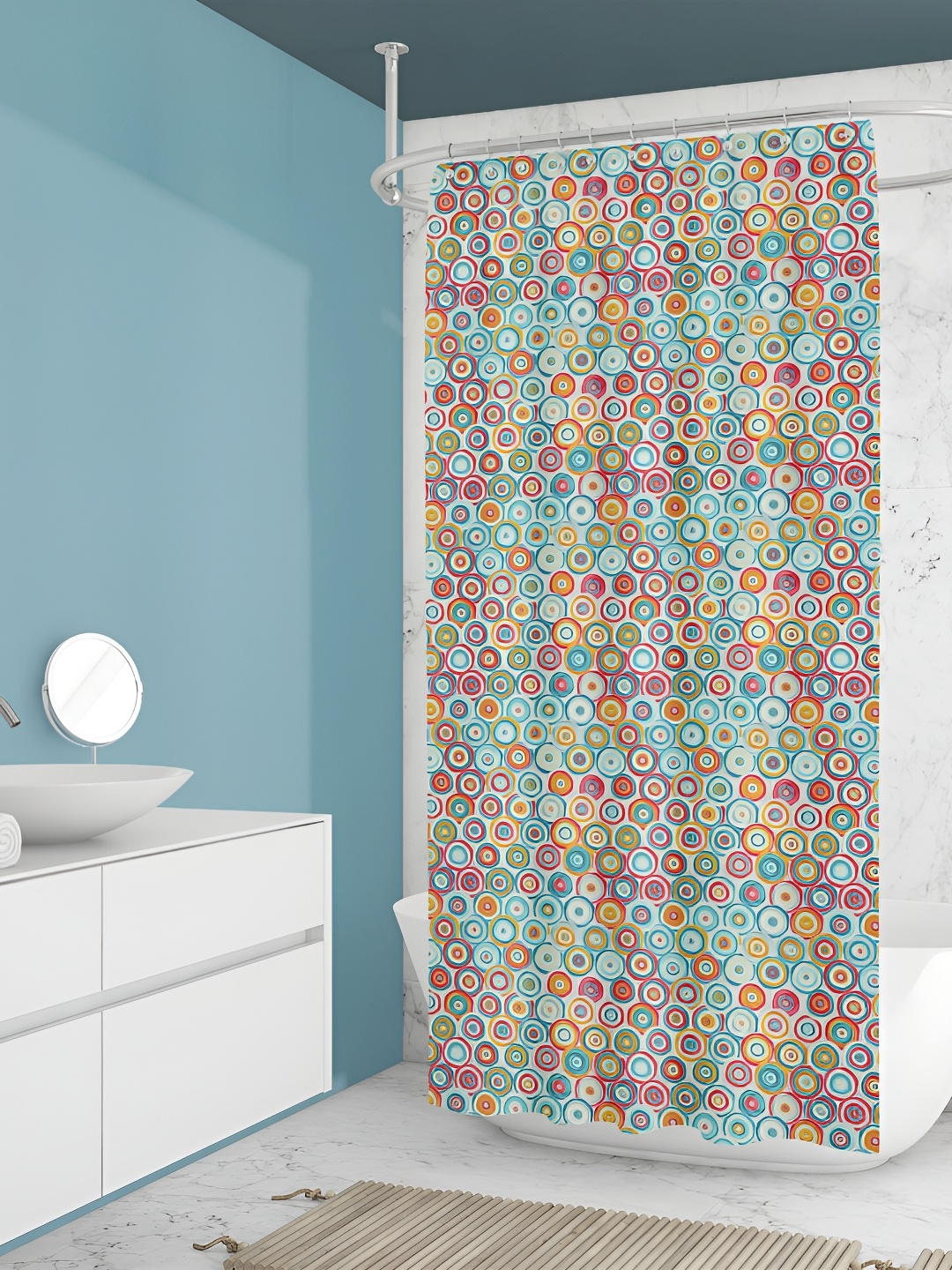

ArtzFolio Green & Pink Geometric Printed Water Proof Shower Curtain