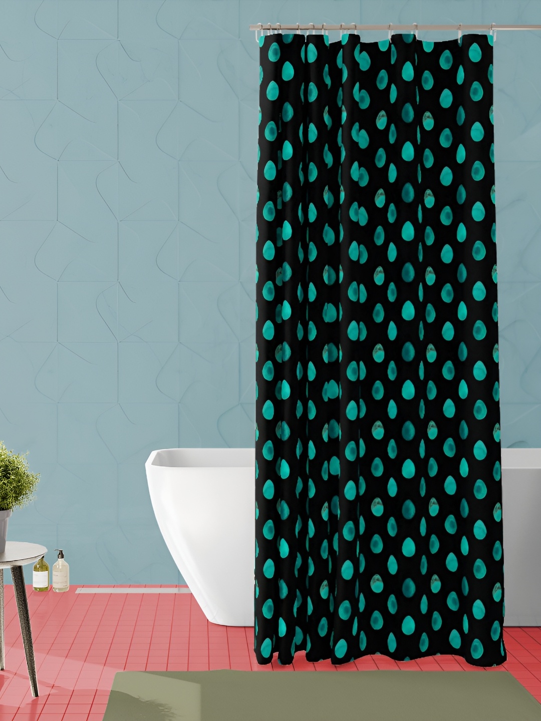 

ArtzFolio Black & Teal Geometric Printed Waterproof Shower Curtain