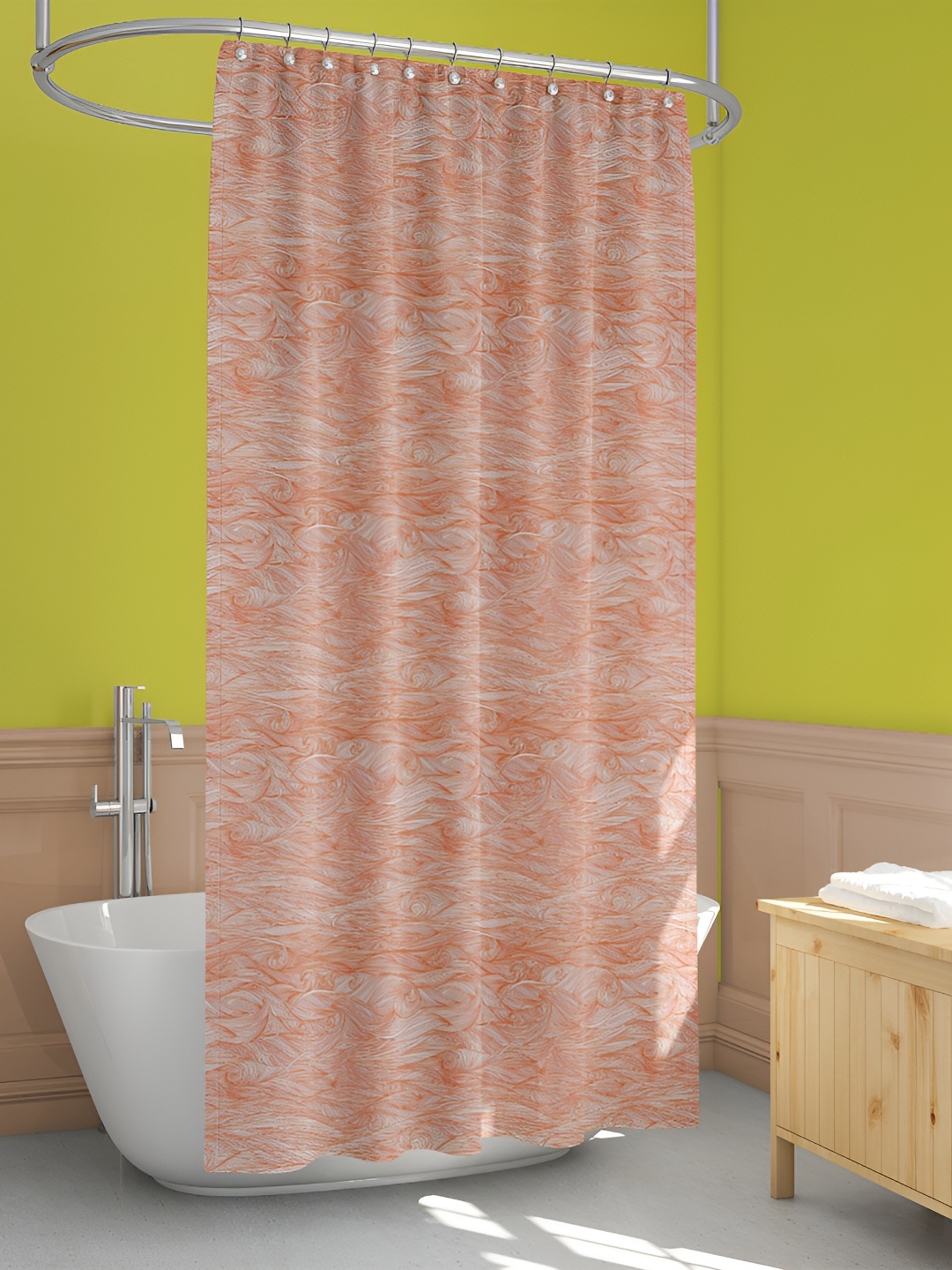

ArtzFolio Single Piece Waterproof Polyester Shower Curtain, Peach