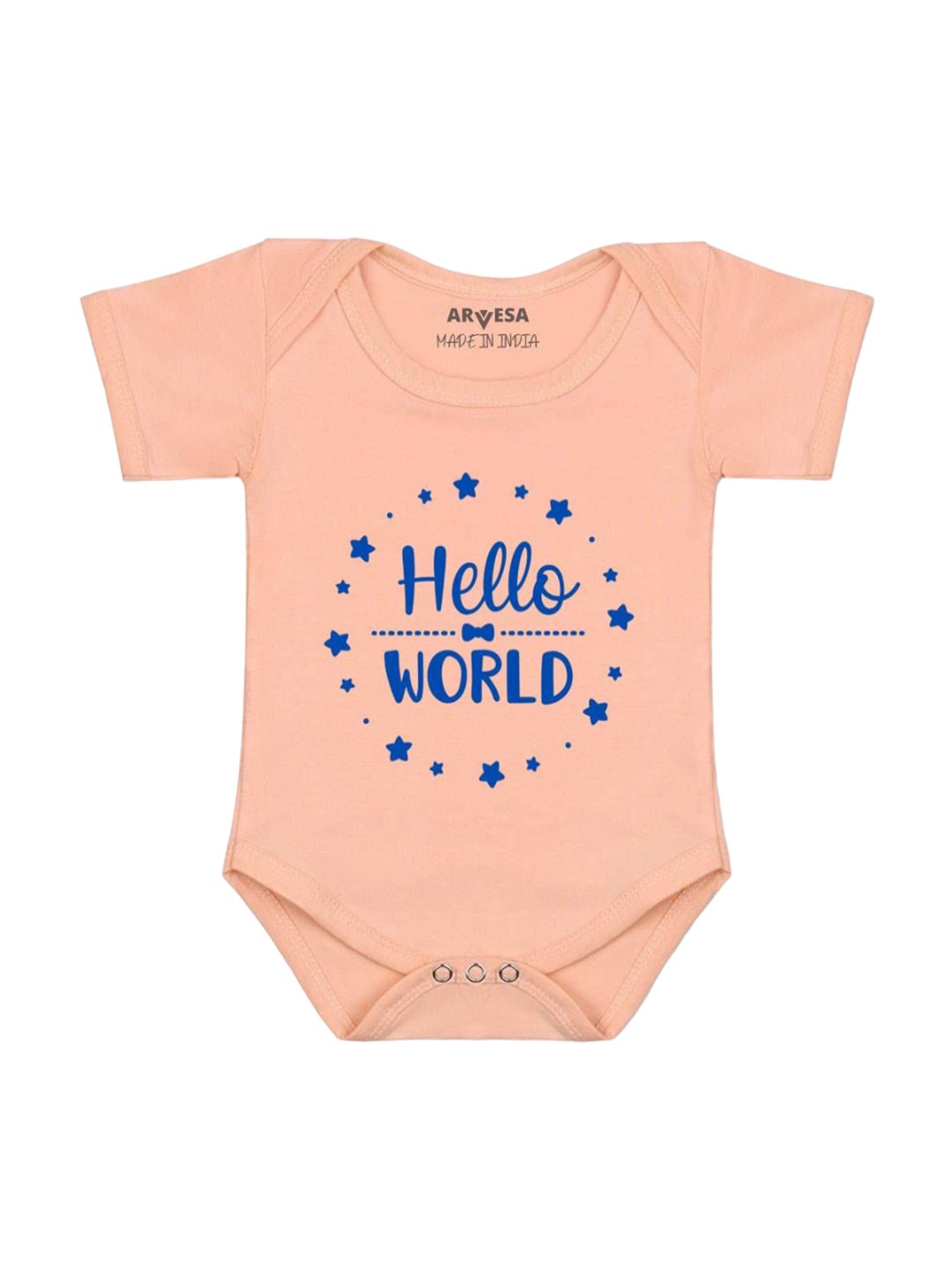 

Arvesa Infants Unisex New Born Romper Printed Short Sleeve Bodysuit, Peach