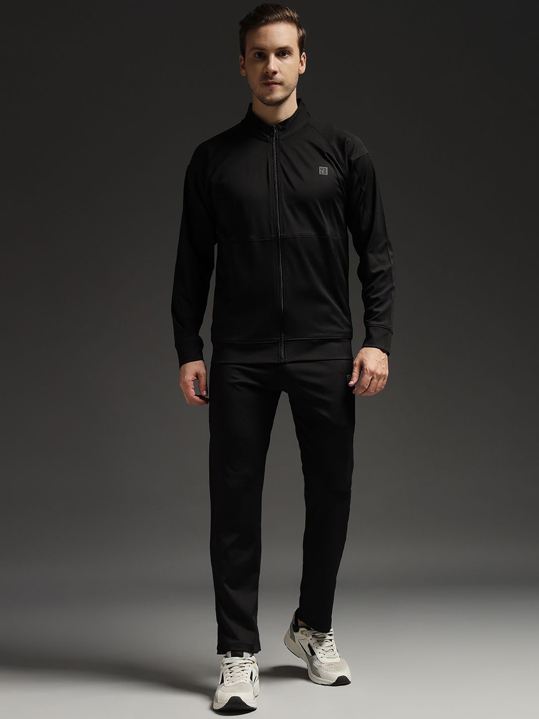 

FCK GOLD Men Mock Collar Long Sleeve Tracksuits, Black