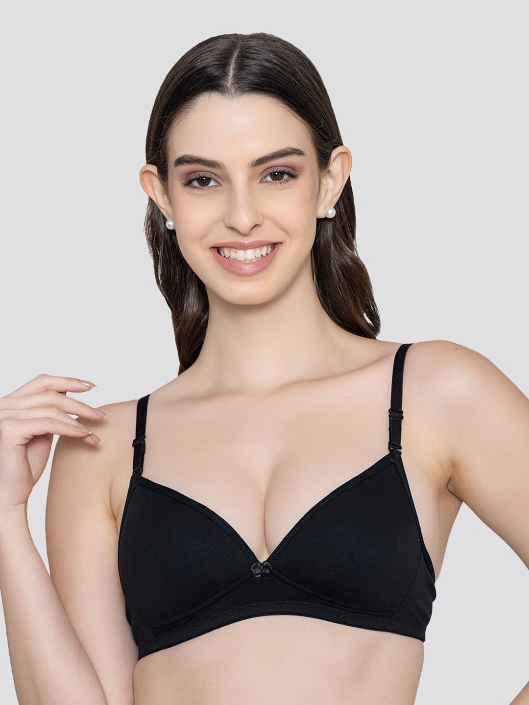 

K LINGERIE Women Half Coverage Lightly Padded Bra, Black