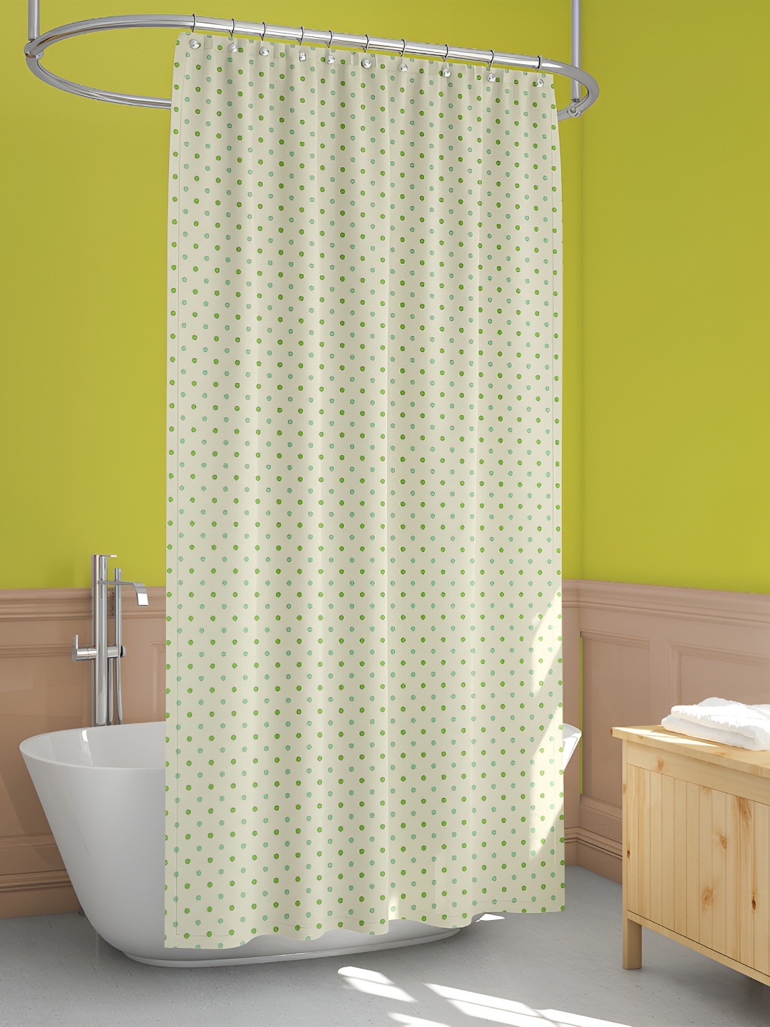 

ArtzFolio Green & Yellow Printed Waterproof Shower Curtain