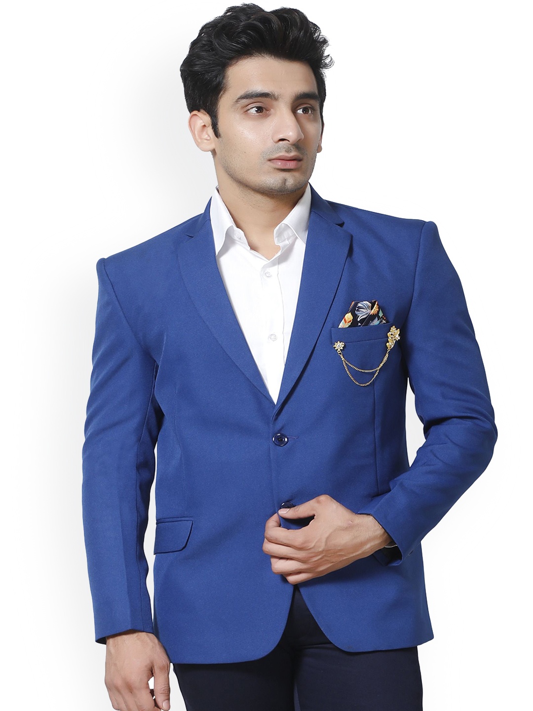 

BAESD Peaked Lapel Collar Single-Breasted Party Blazer, Blue