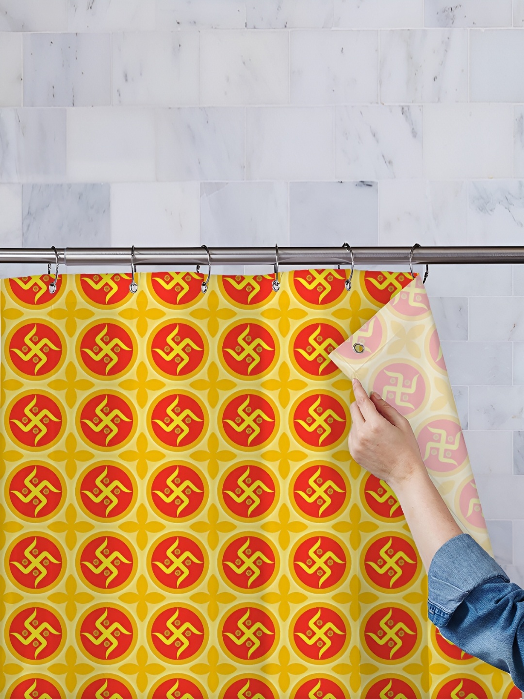 

ArtzFolio Single Piece Waterproof Polyester Shower Curtain, Multi