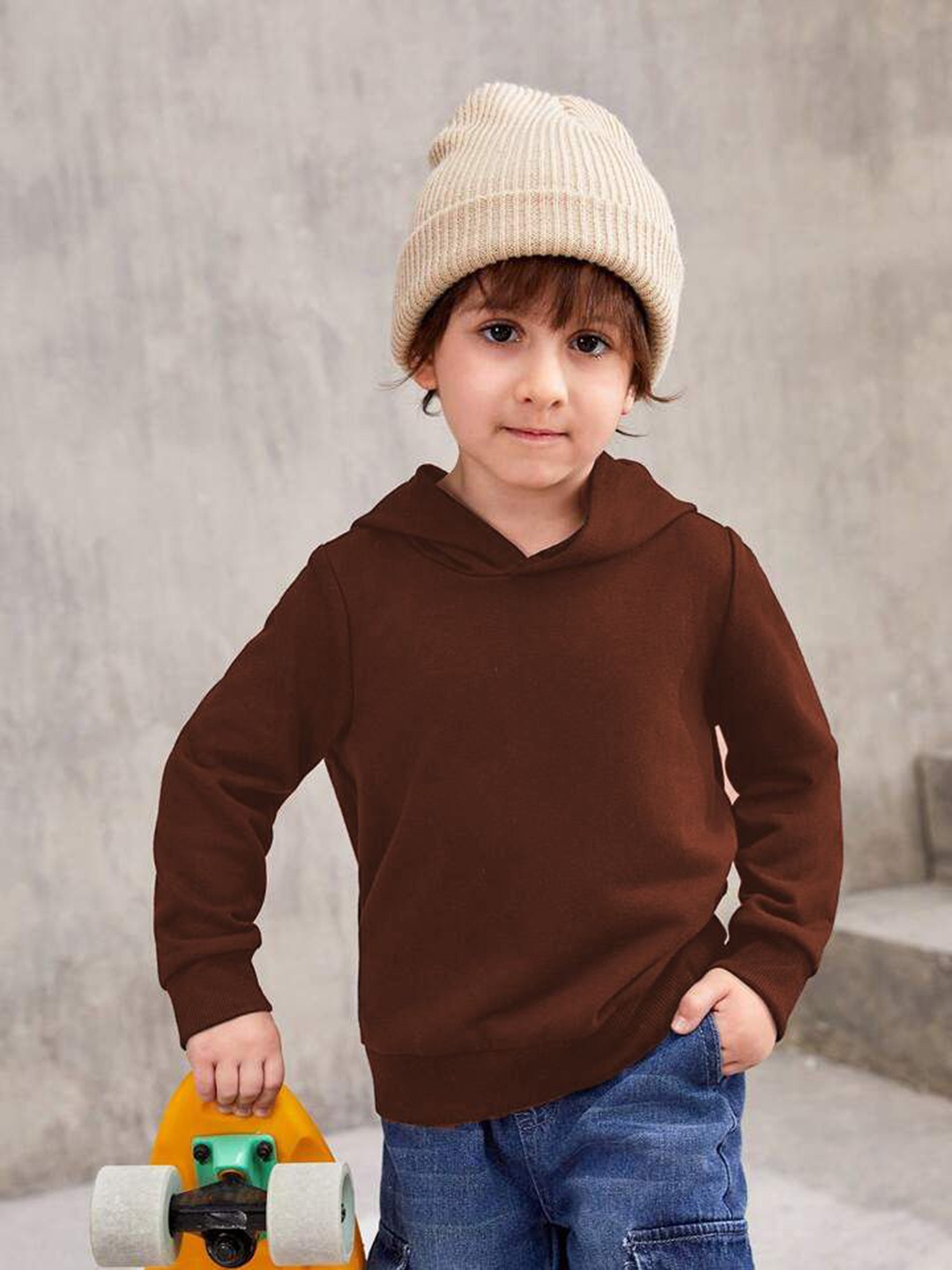 

TABADTOD Unisex Kids Geometric Printed Hooded Sweatshirt, Brown