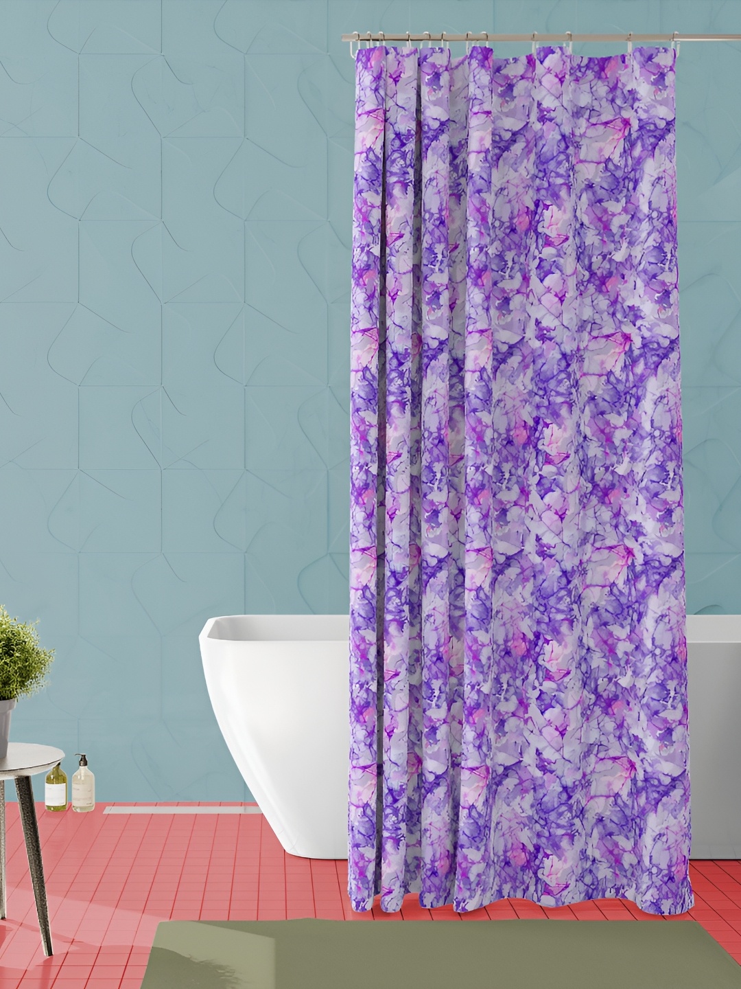 

ArtzFolio Blue & Purple Printed Waterproof Shower Curtains