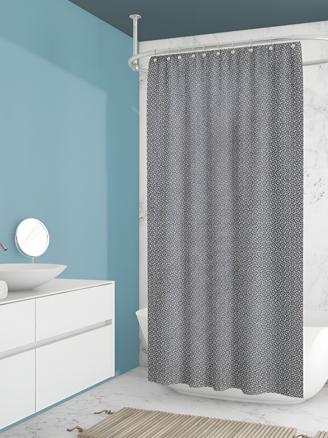 

ArtzFolio Black & White Abstract Printed Waterproof Shower Curtain