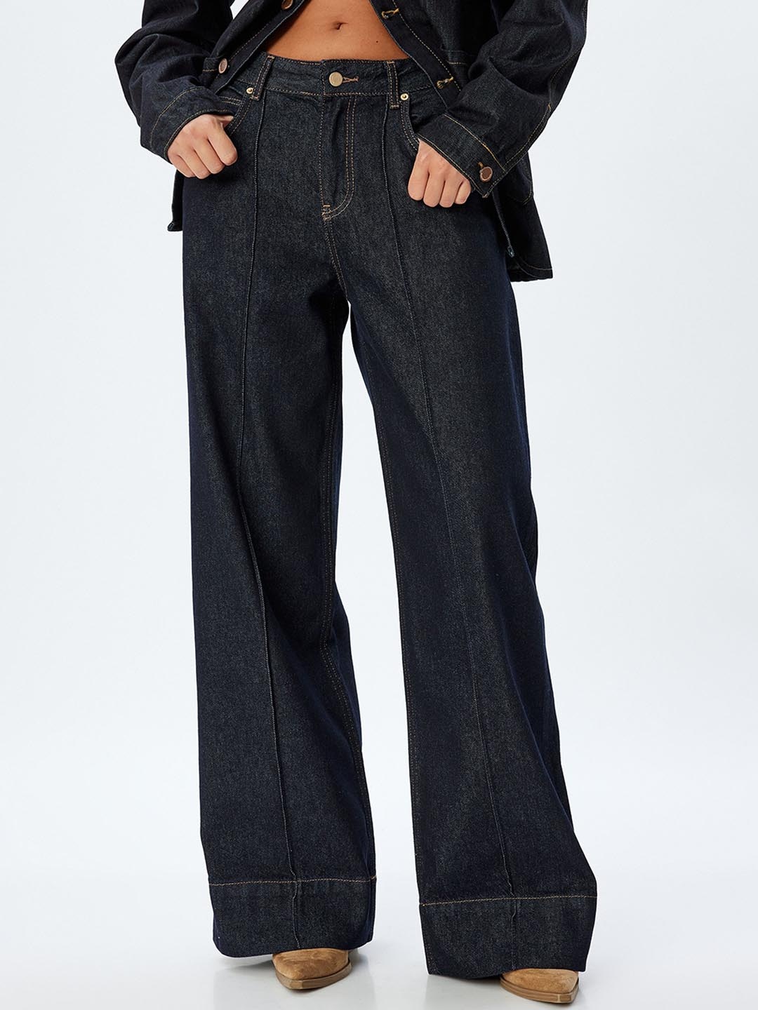 

Koton Women Mid-Rise Cotton Regular Trousers, Blue