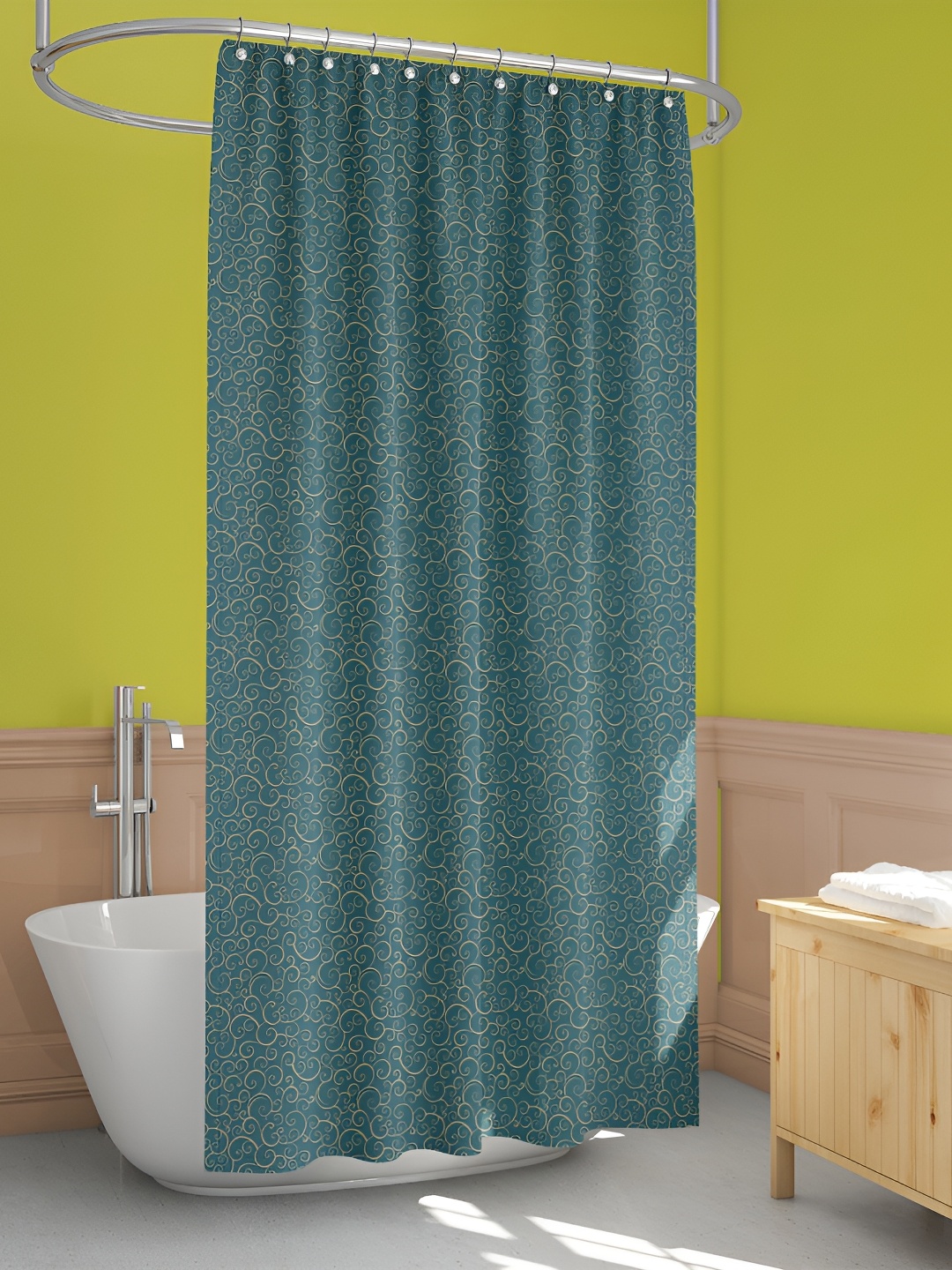 

ArtzFolio Green & Beige Printed Waterproof Shower Curtain