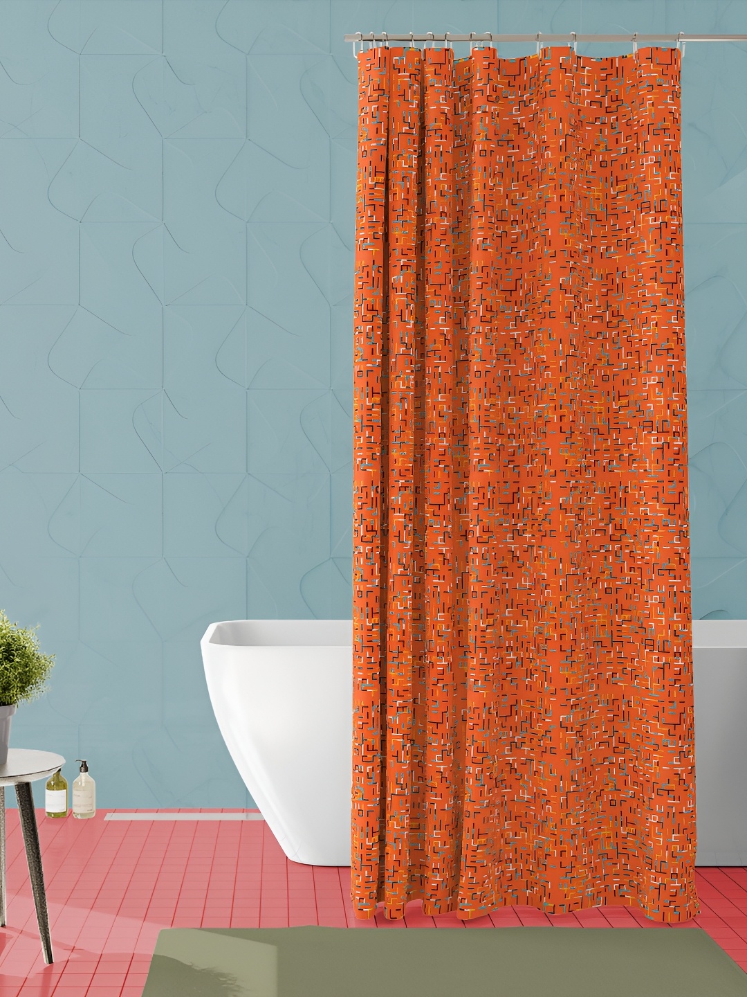 

ArtzFolio Orange-Coloured Printed Waterproof Shower Curtain