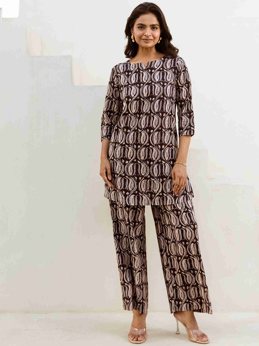 

HUKUM Printed Pure Cotton Top & Palazzos, Black