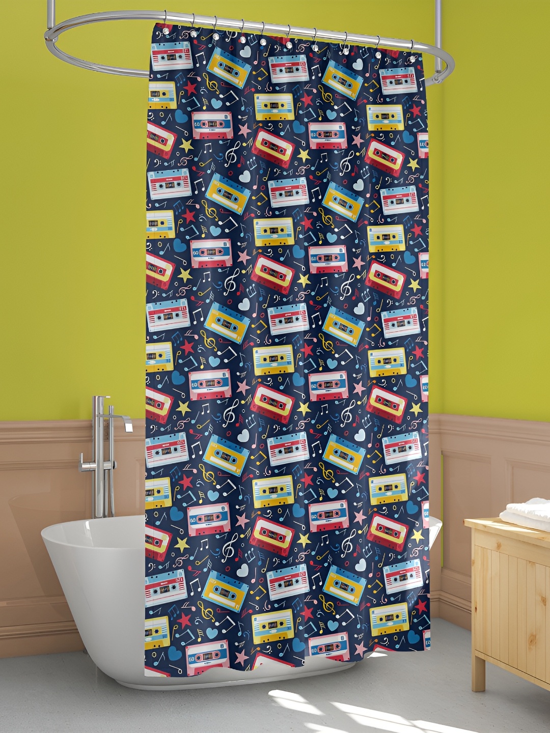 

ArtzFolio Navy Blue& Red Abstract Printed Shower Curtains