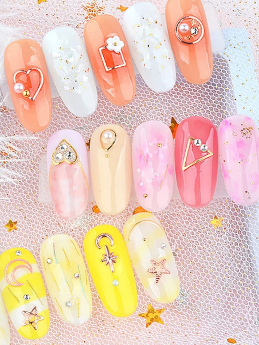 

Scheibe 12 Grid Golden Metal Multi Design Nail Art Accessories, Gold