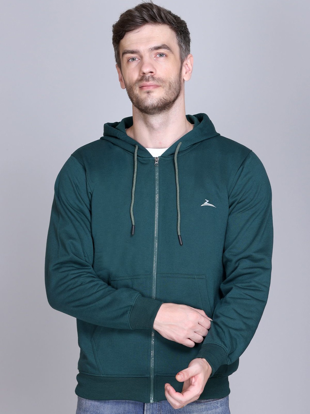 

ZEFFIT Men Hooded Long Sleeves Applique Sweatshirt, Green