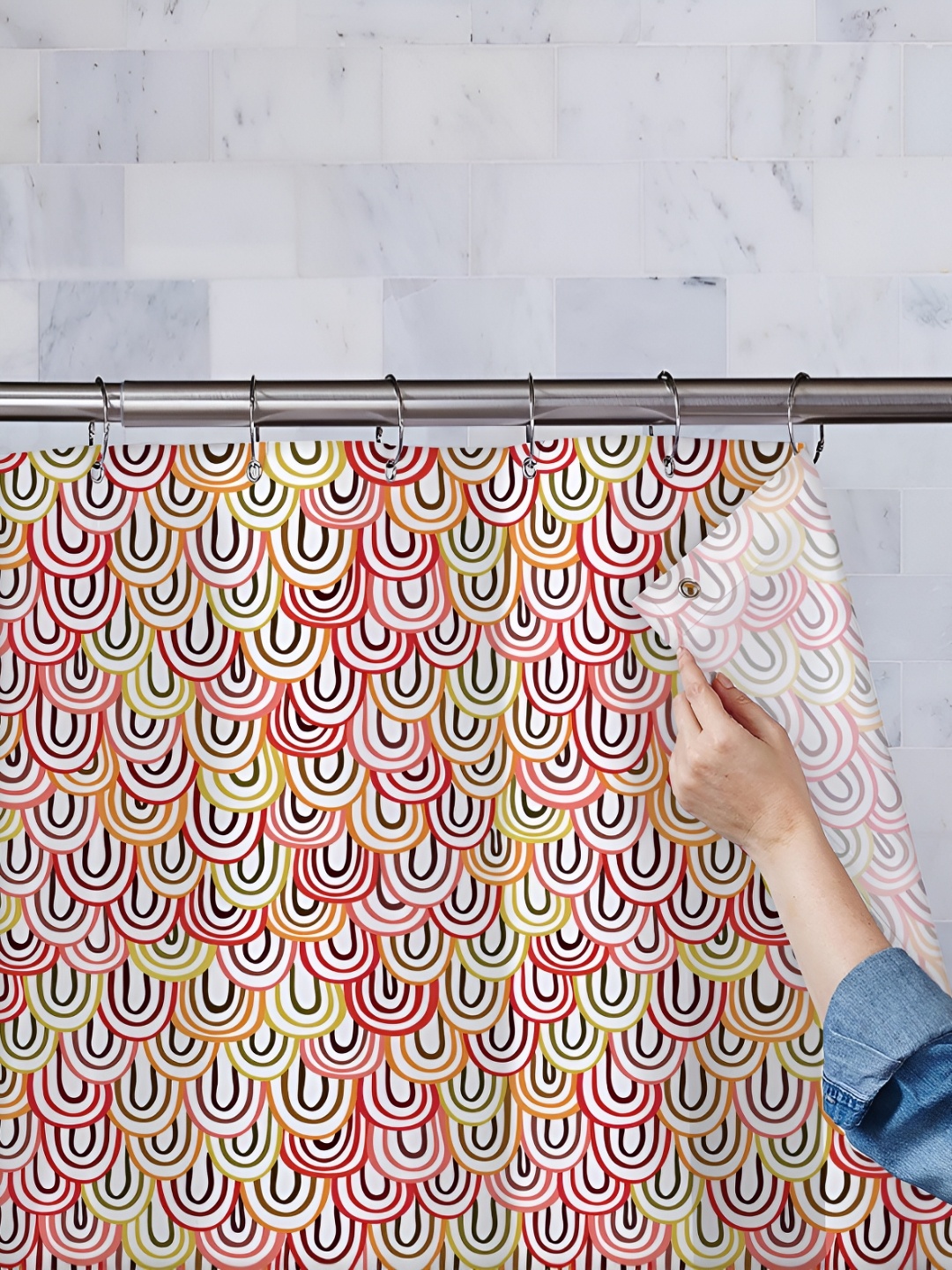

ArtzFolio Red & Yellow Printed Waterproof Shower Curtain