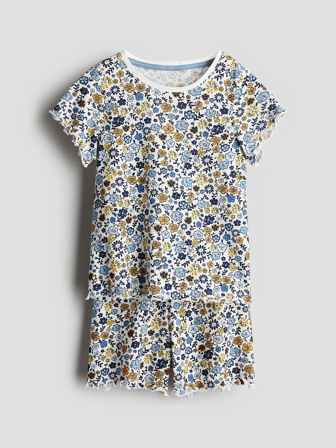 

H&M Overlock Detail Cotton T-shirt & Shorts, White