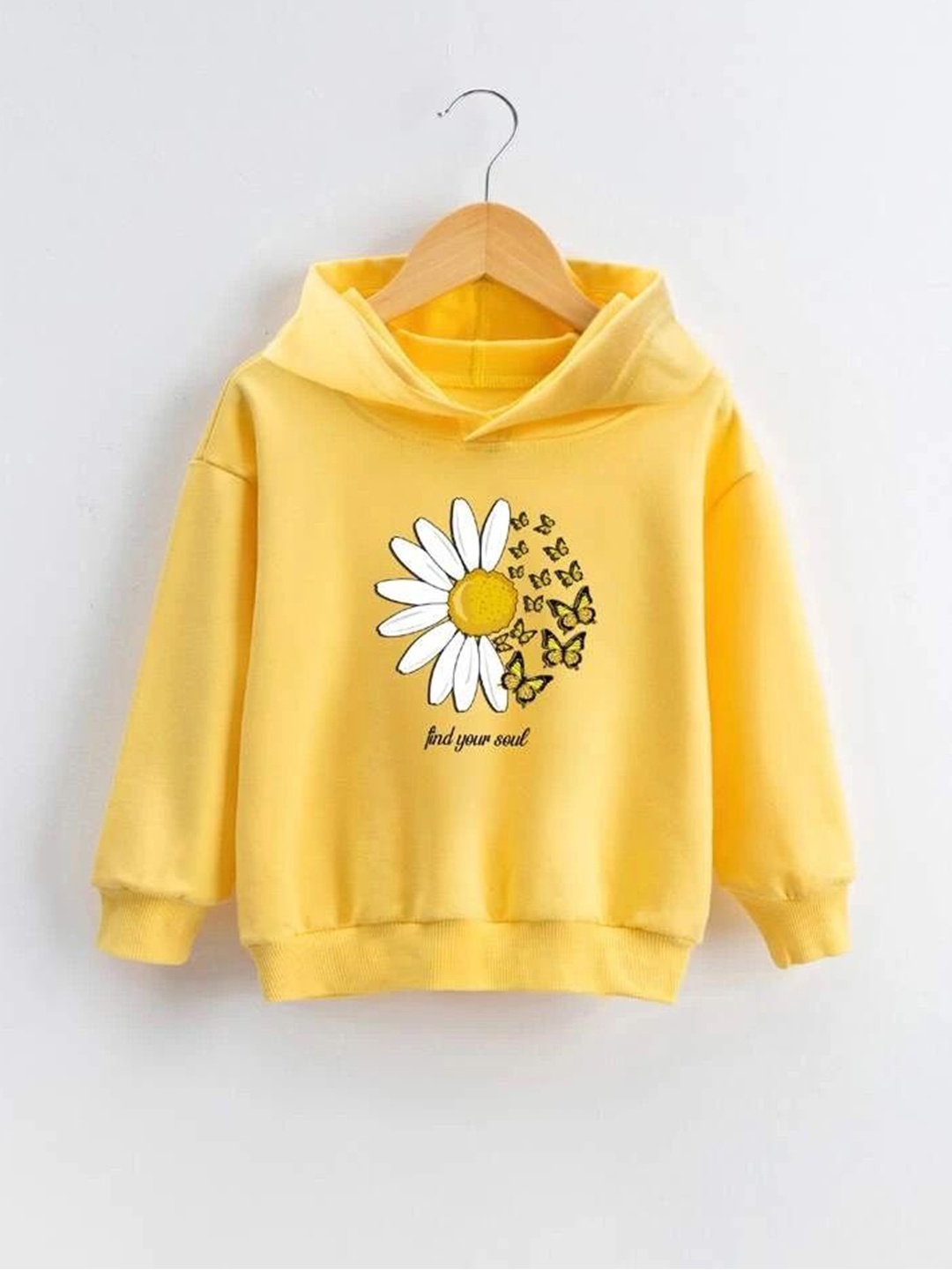 

TABADTOD Kids Dry Fit Long Sleeves Printed Hooded Sweatshirt, Yellow