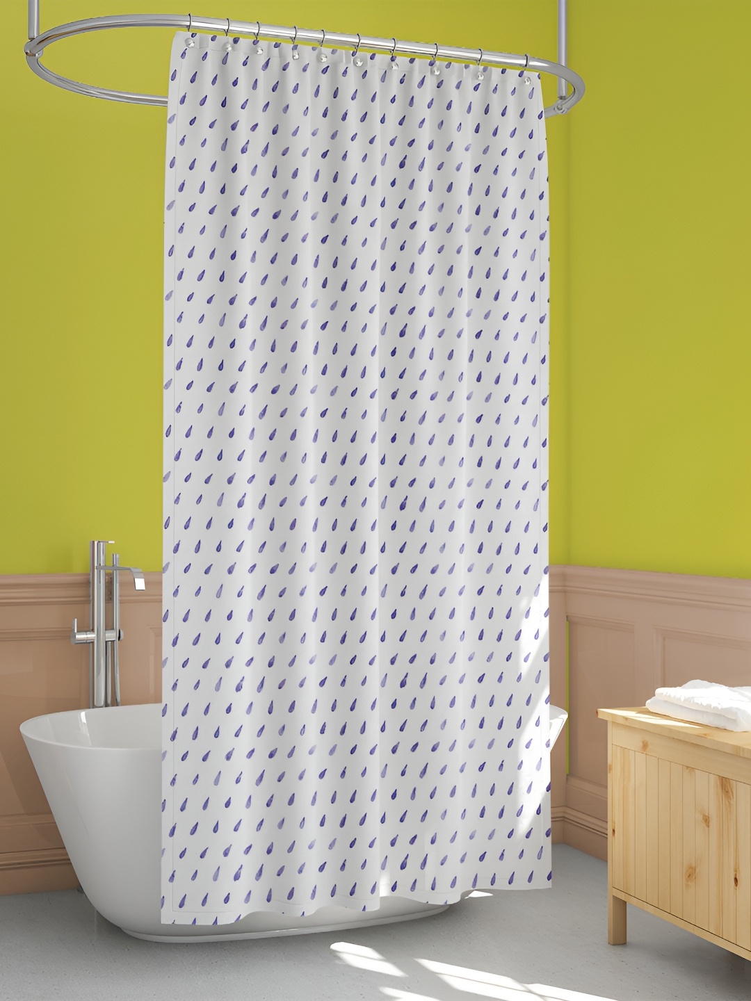 

ArtzFolio White & Violet Printed Waterproof Shower Curtains