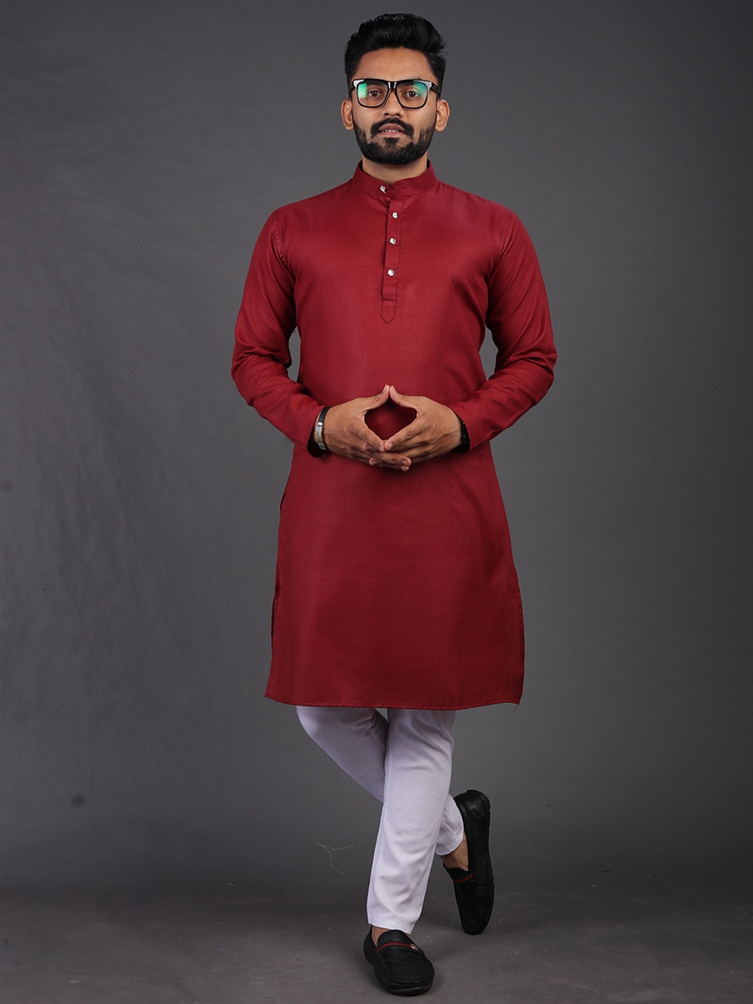 

BAESD Boys Mandarin Collar Straight Kurta, Maroon