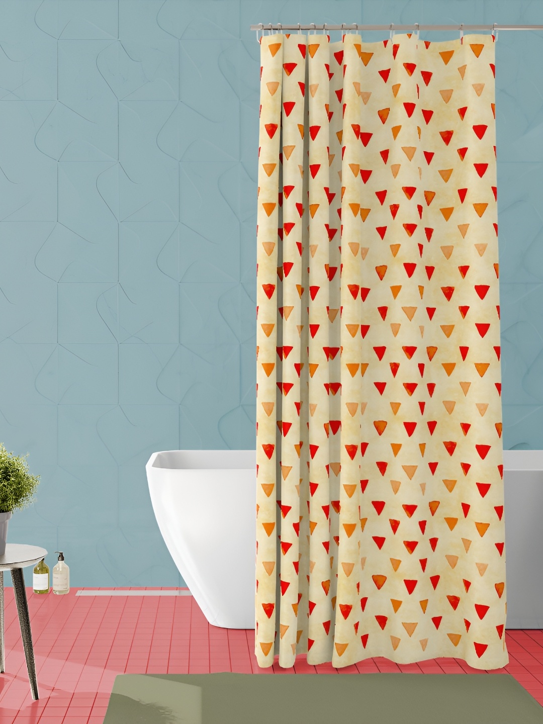 

ArtzFolio Yellow and Red Geometric Printed Waterproof Shower Curtain