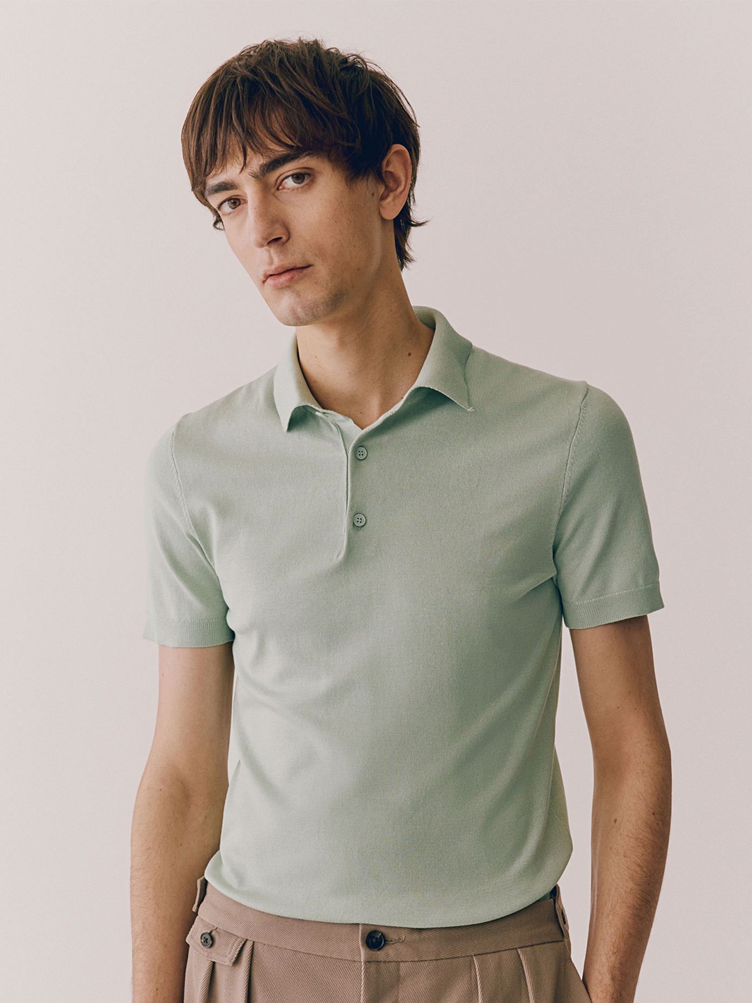 

H&M Slim-Fit Polo T-Shirt, Green