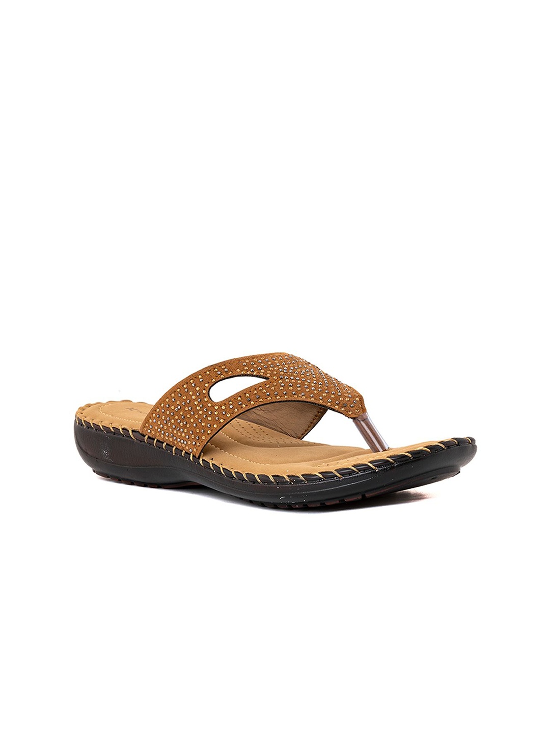

Khadims Women Casual T-Strap Flats, Brown