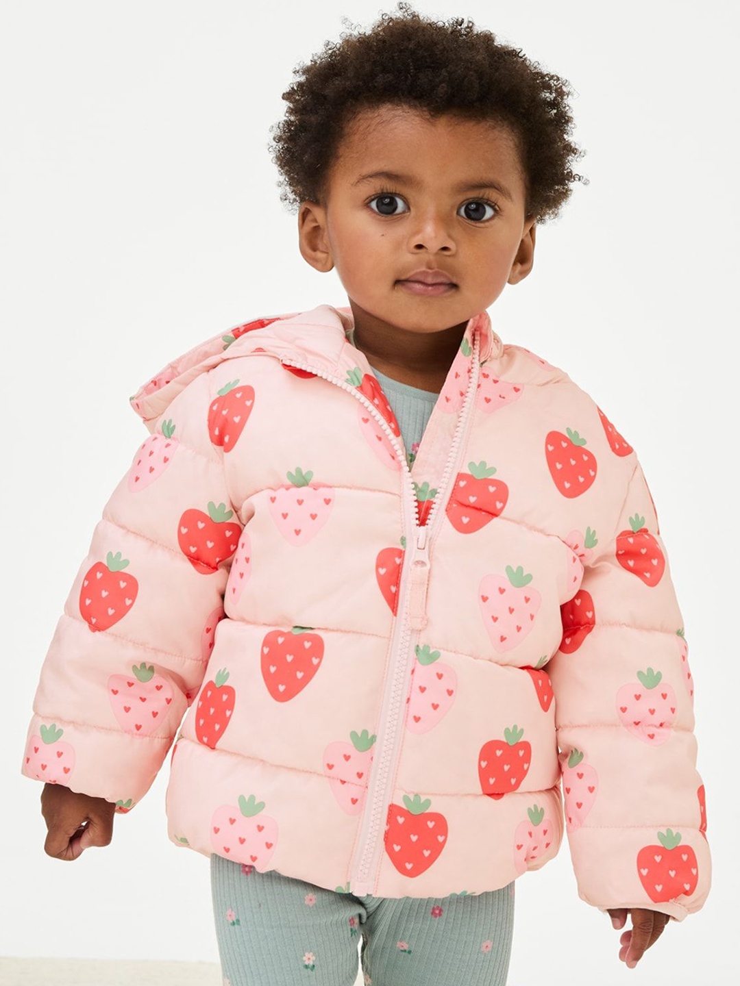 

Marks & Spencer Girls Floral Polyester Longline Puffer Jacket with Embroidered, Pink