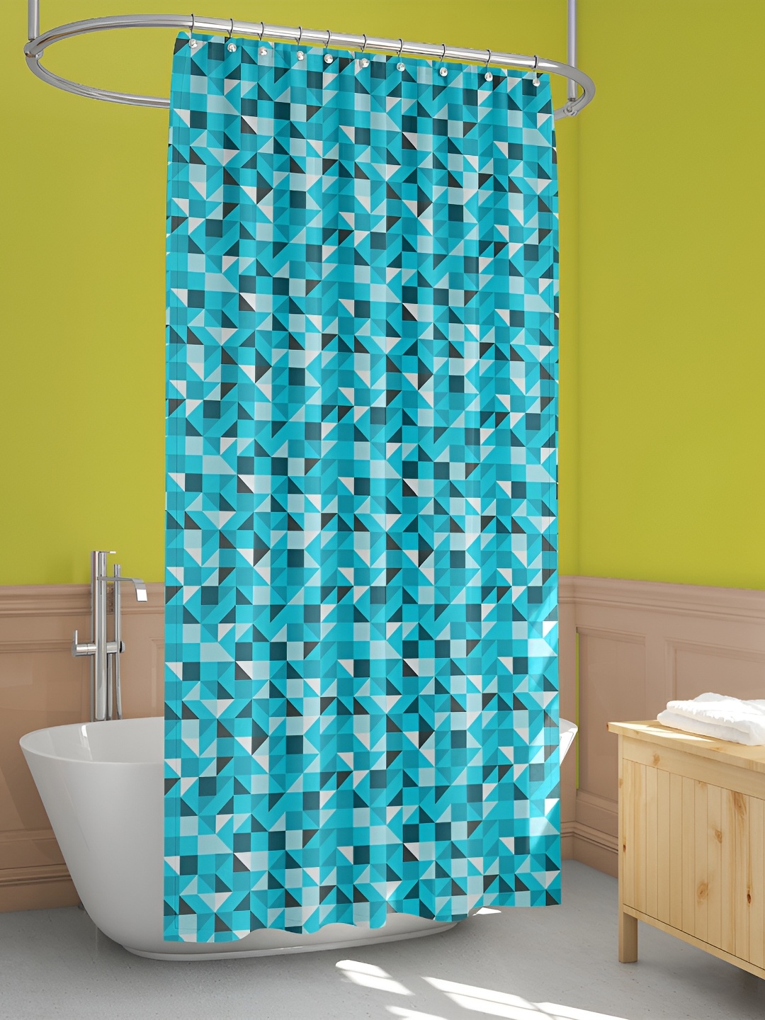 

ArtzFolio Blue & White Printed Waterproof Shower Curtain