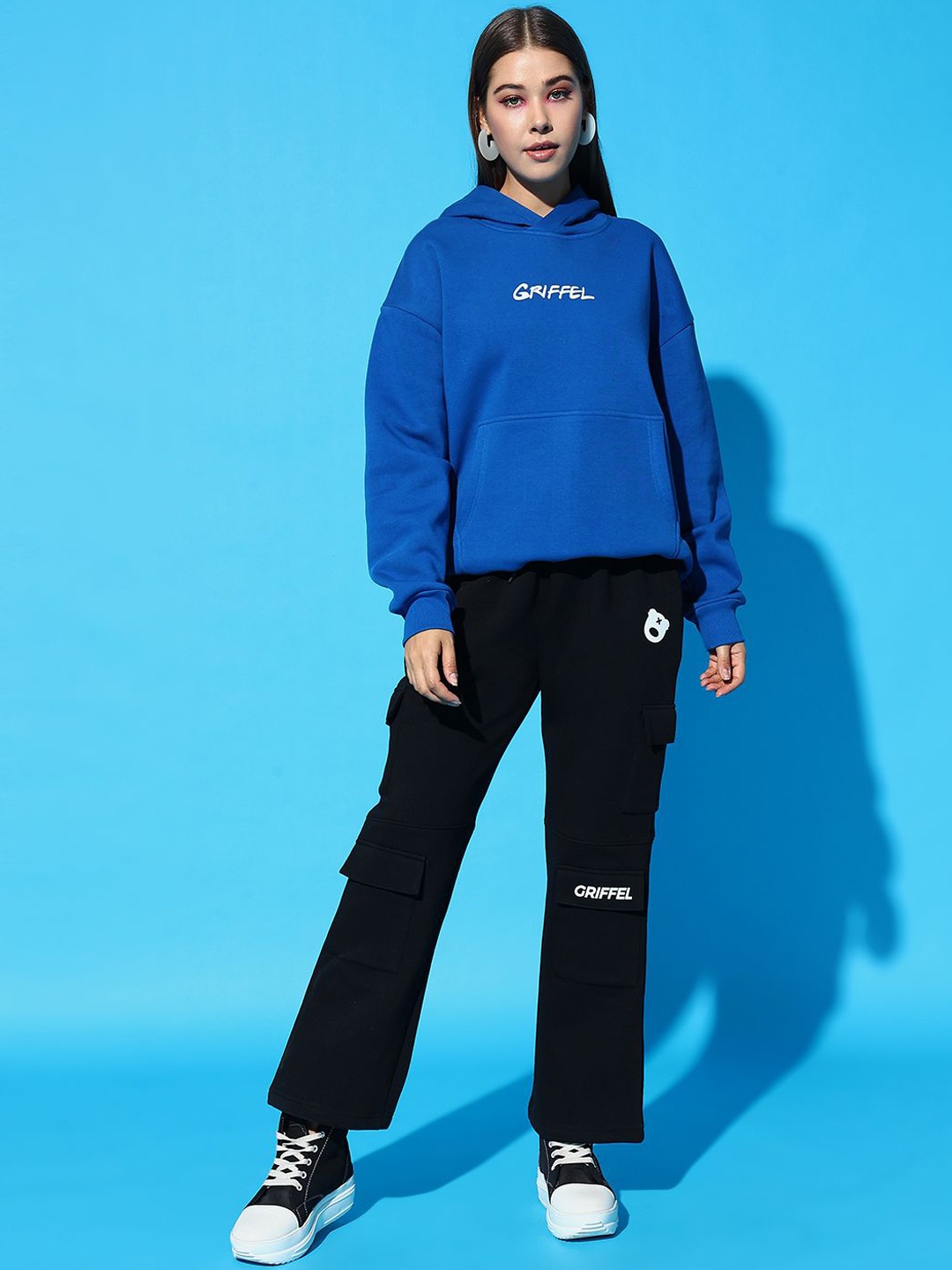 

GRIFFEL Women Mid Rise Long Sleeves Tracksuit, Turquoise blue