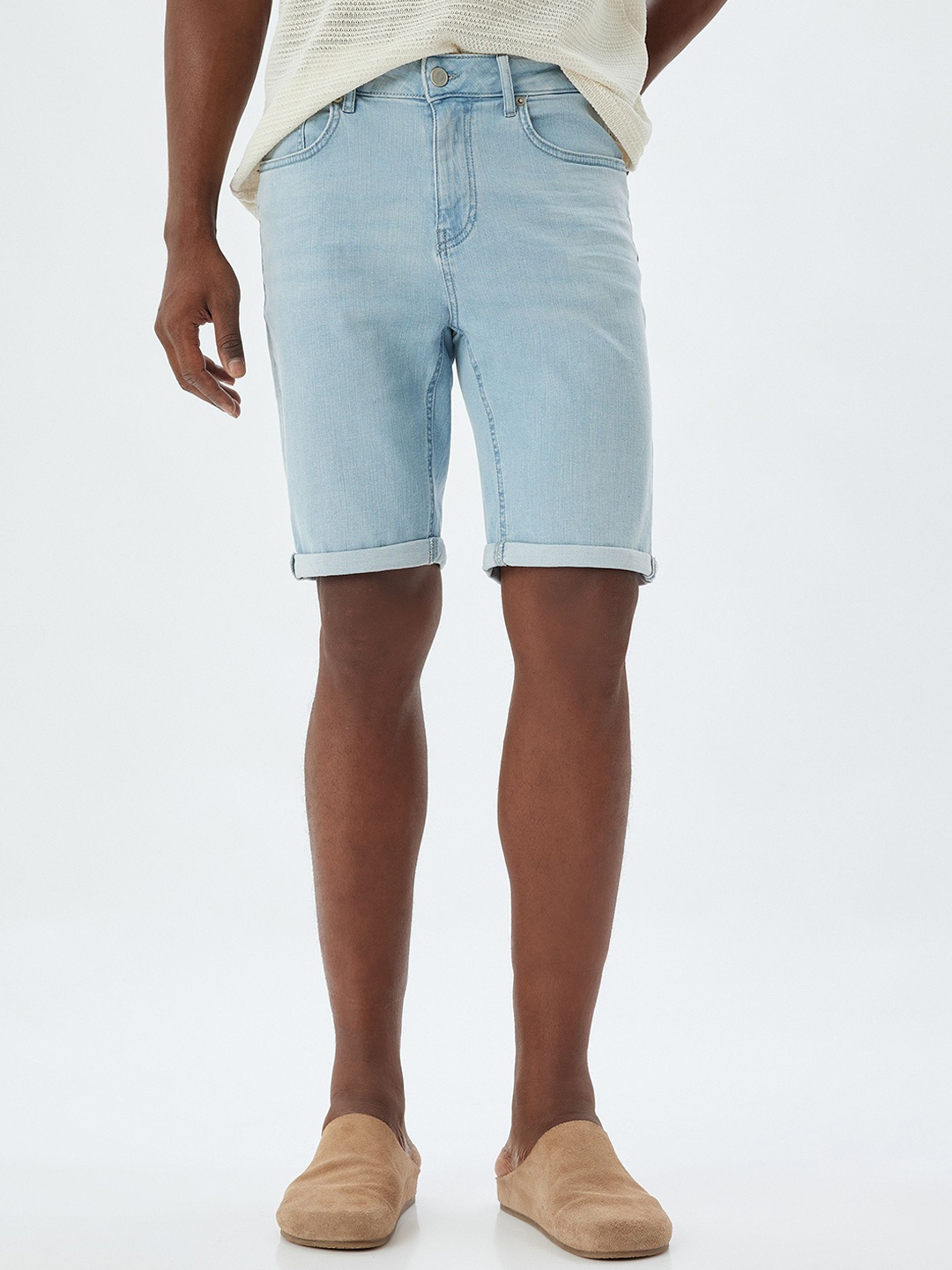 

Koton Men Mid-Rise Above Knee Slim Fit Shorts, Blue