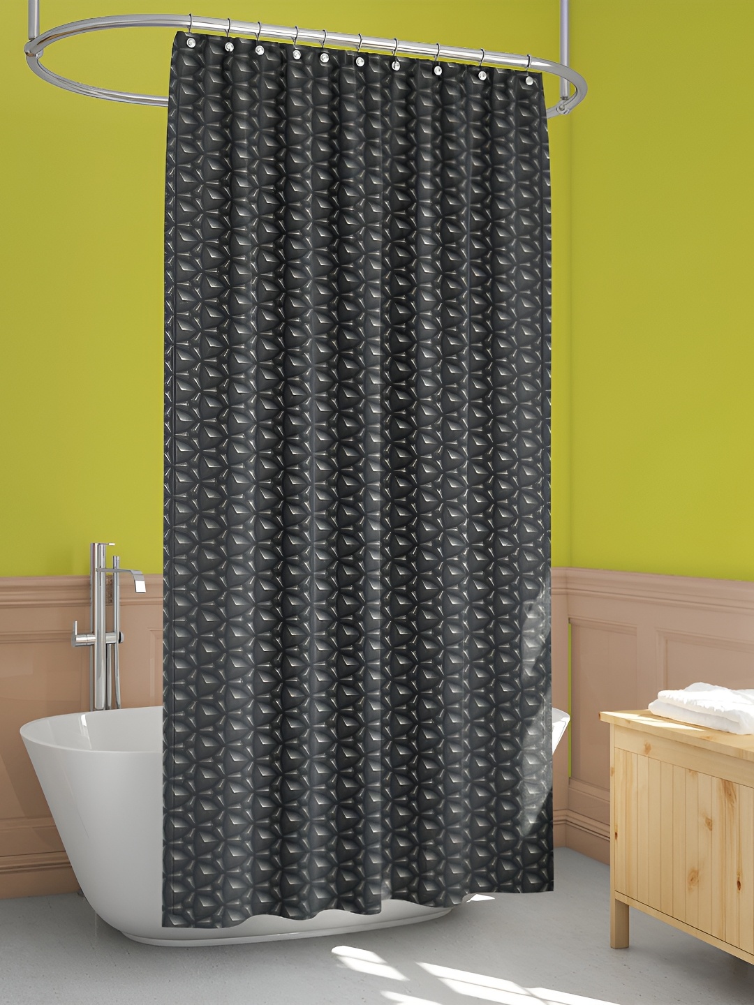 

ArtzFolio Black & Grey Printed Waterproof Shower Curtain