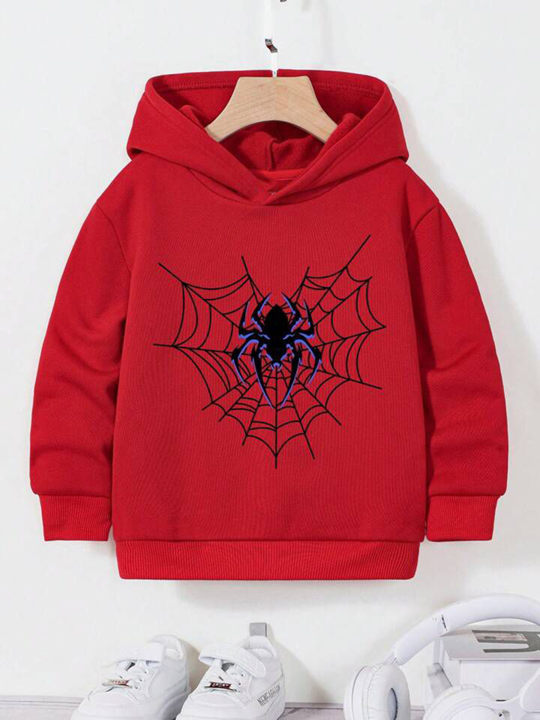 

TABADTOD Kids Printed Hooded Long Sleeves Dry Fit Pullover Sweatshirt, Red