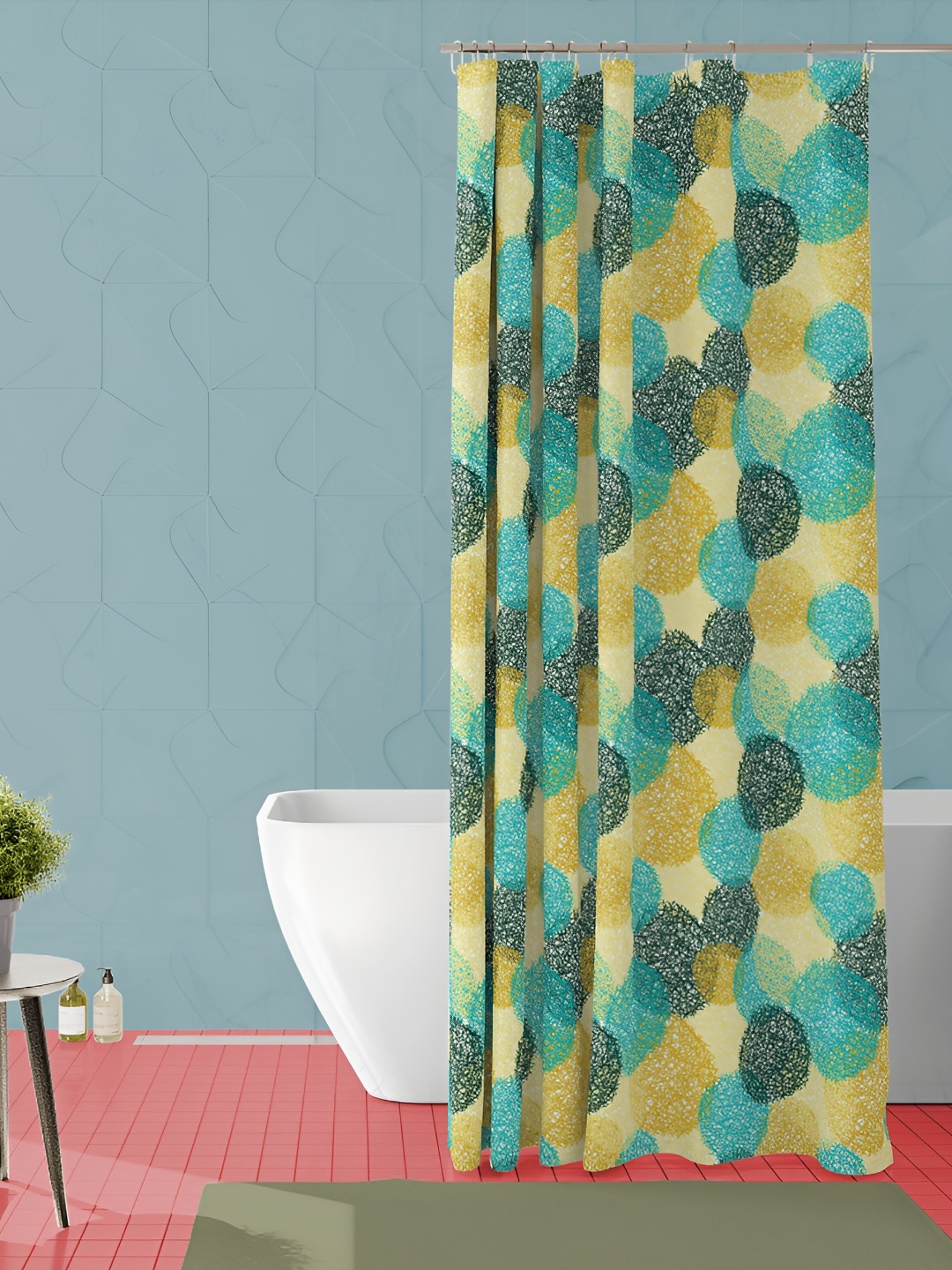 

ArtzFolio Yellow, blue & Black Printed Waterproof Shower Curtain