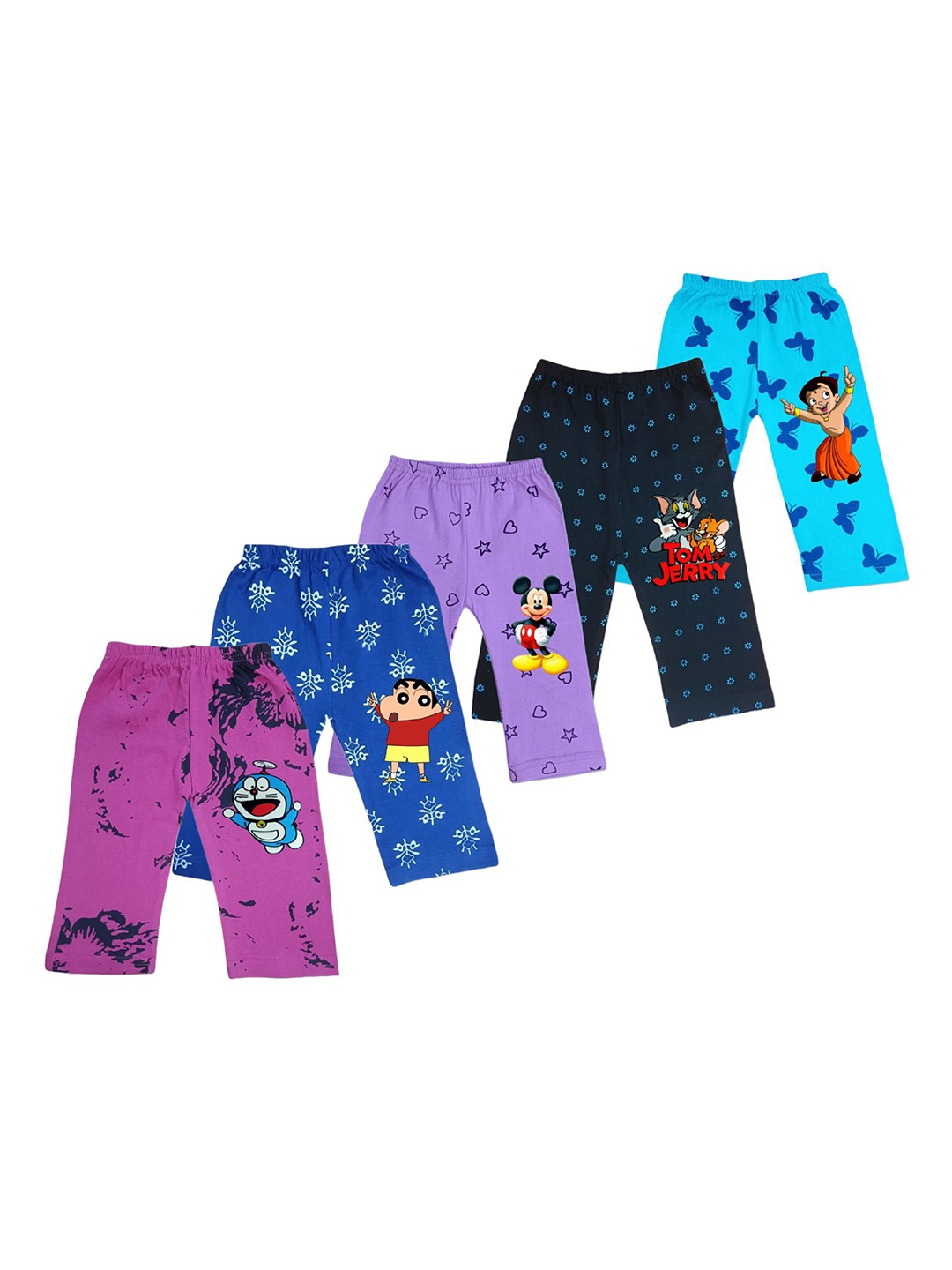 

BAESD Kids Pack Of 5 Printed Mid Rise Track Pants, Black