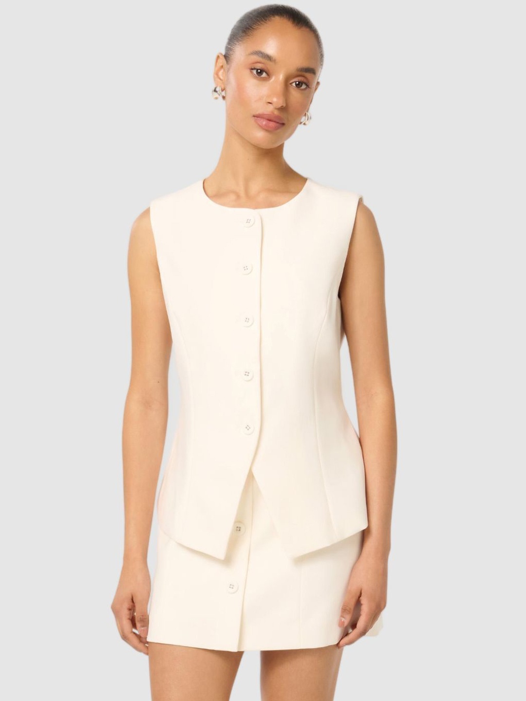 

Forever New Toni Petite High Neck Waistcoat, White