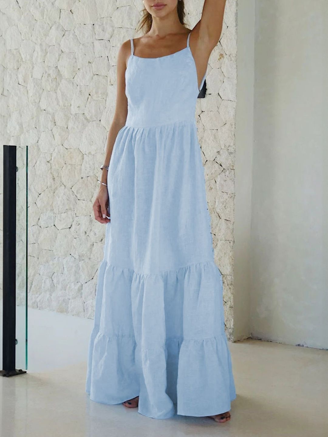 

StyleCast Women Shoulder Straps A-Line Maxi Dress, Blue
