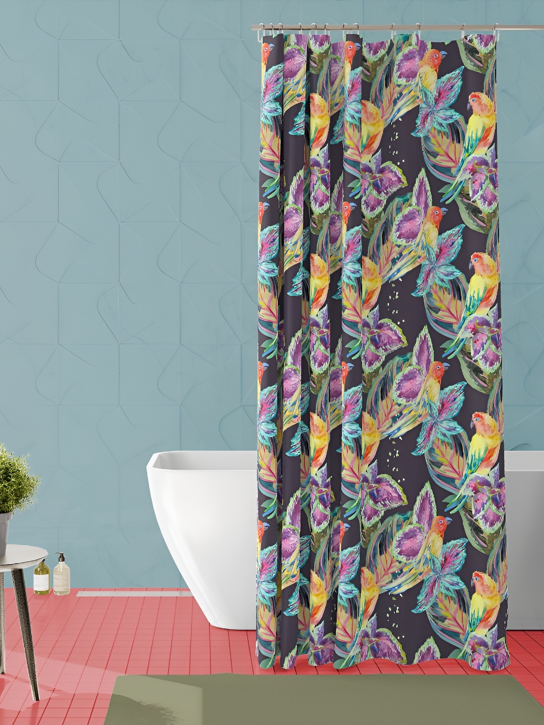 

ArtzFolio Black & Purple Printed Waterproof Shower Curtain