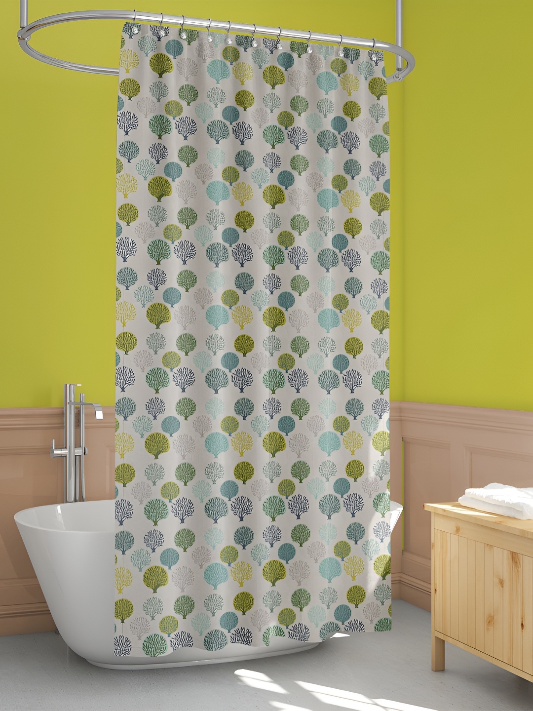 

ArtzFolio White & Blue Printed Waterproof Shower Curtains