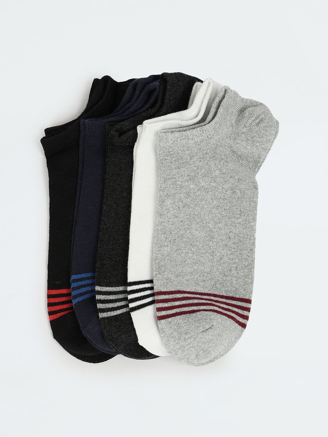 

max Men Pack Of 5 Cotton Shoe Liner Socks, Grey