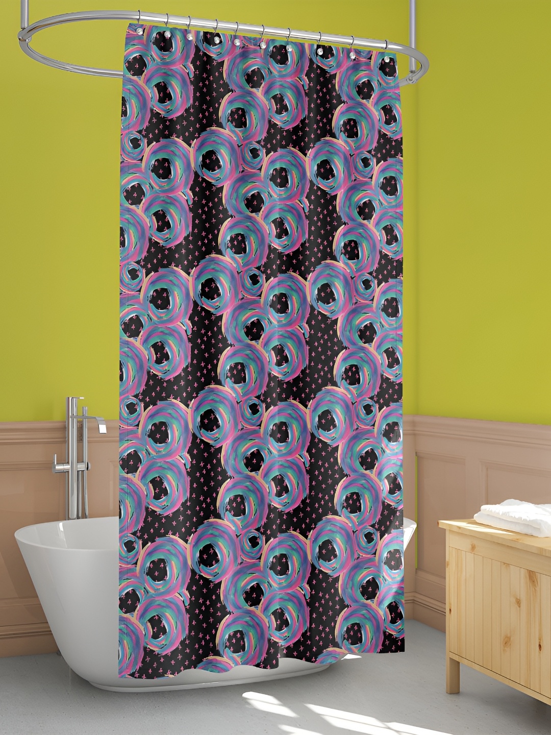 

ArtzFolio Black & Pink Printed Waterproof Shower Curtains