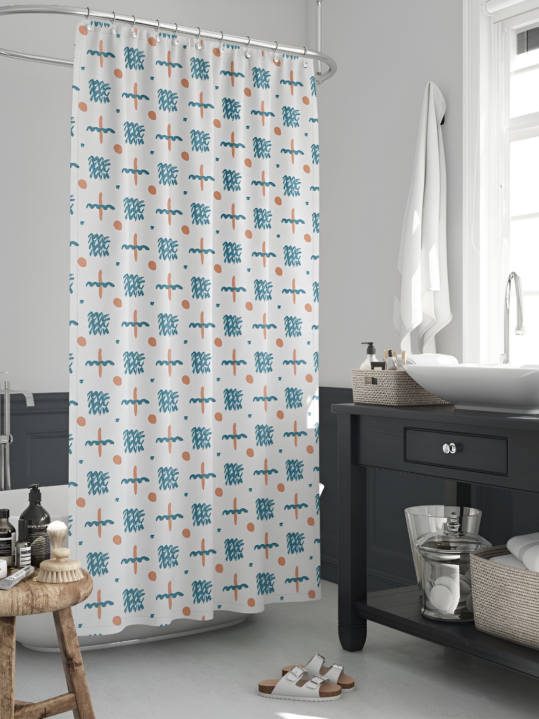 

ArtzFolio Blue & White Abstract Printed Waterproof Shower Curtains