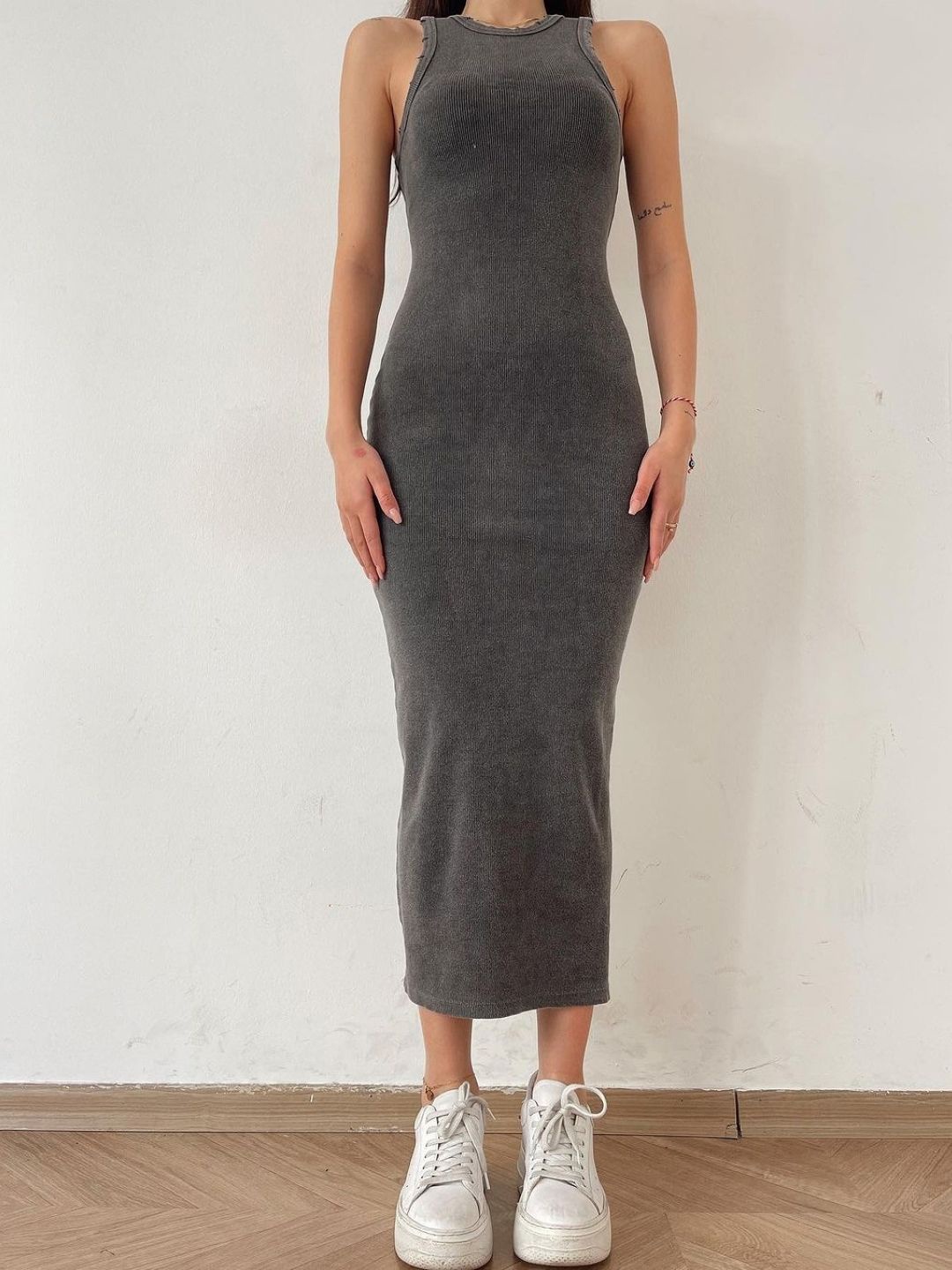 

HERE&NOW Women Bodycon Midi Dress, Grey