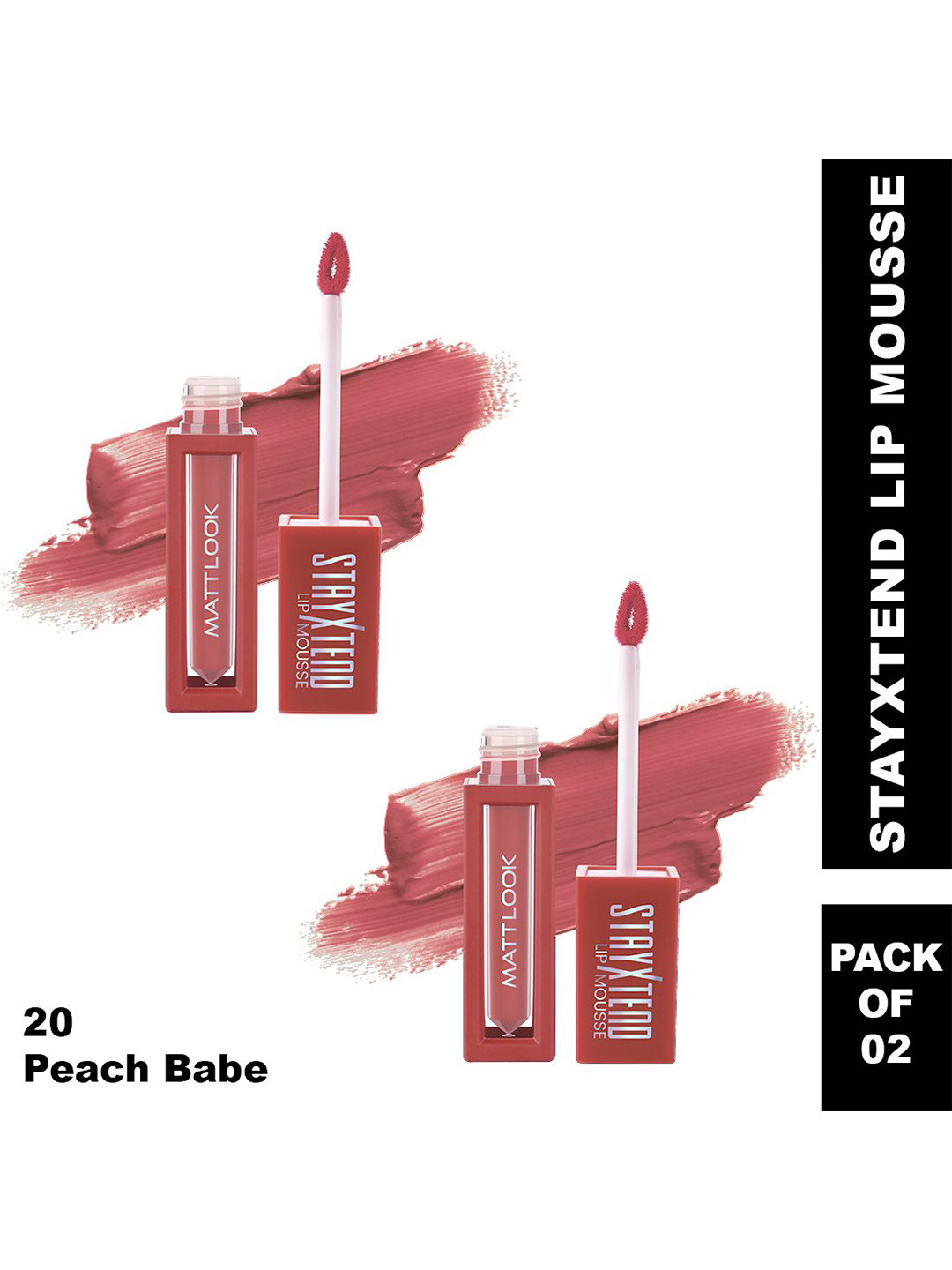 

MATTLOOK Set Of 2 Stayxtend Lip Mousse 4ml Each - Peach Babe