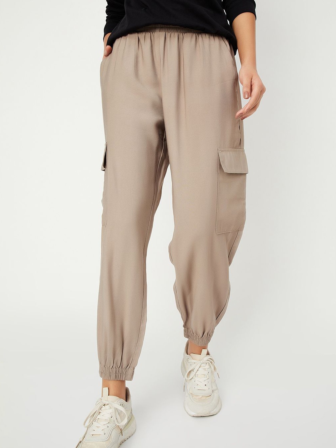 

max Women Cotton Casual Cargos Joggers, Grey